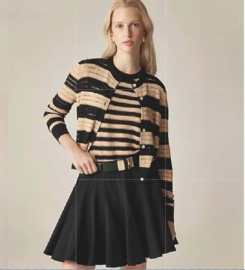 J.Crew Chino Godet Mini Skirt Womens 6 Black Pleated Lined Stretch Zip Flouncy
